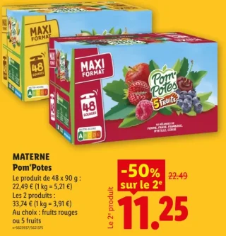 Materne Pom'Potes fruits rouges ou 5 fruits