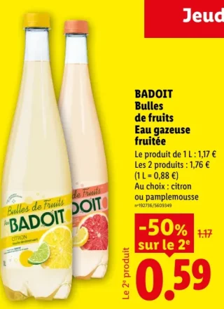 Badoit Bulles de fruits Eau gazeuse fruitée