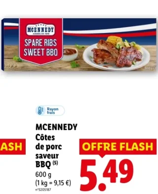 MCENNEDY Côtes de porc saveur BBQ