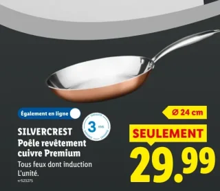 SILVERCREST Poêle revêtement cuivre Premium Ø 24 cm