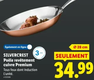 SILVERCREST Poêle revêtement cuivre Premium Ø 28 cm