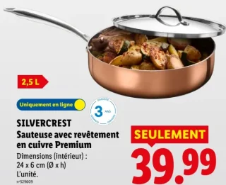 Silvercrest Sauteuse avec revêtement en cuivre Premium