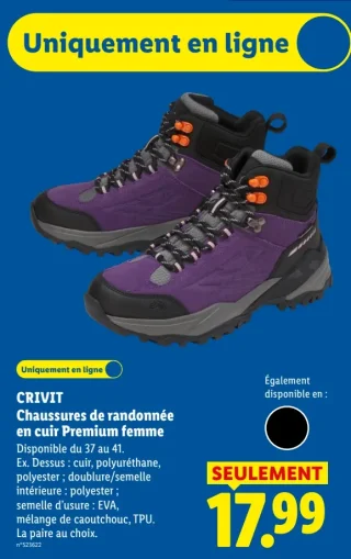 CRIVIT Chaussures de randonnée en cuir Premium femme