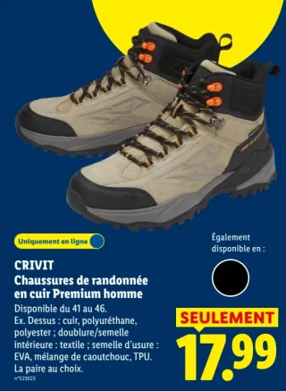 CRIVIT Chaussures de randonnée en cuir Premium homme