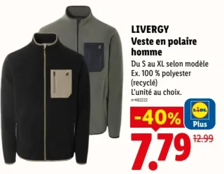 LIVERGY Veste en polaire homme