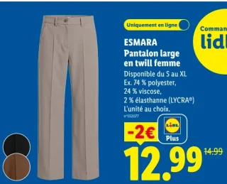 ESMARA Pantalon large en twill femme