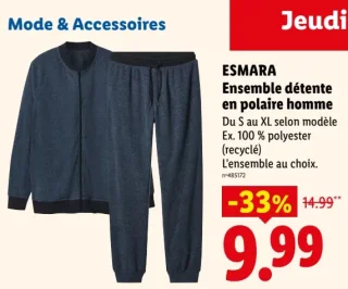 ESMARA Ensemble détente en polaire homme