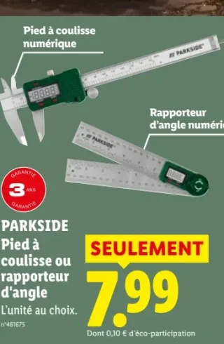 PARKSIDE Pied à coulisse ou rapporteur d'angle numérique
