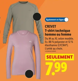 CRIVIT T-shirt technique homme ou femme