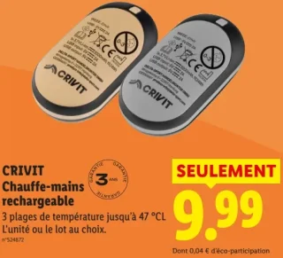CRIVIT Chauffe-mains rechargeable