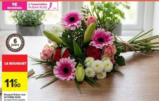 Bouquet Ruban rose OCTOBRE ROSE