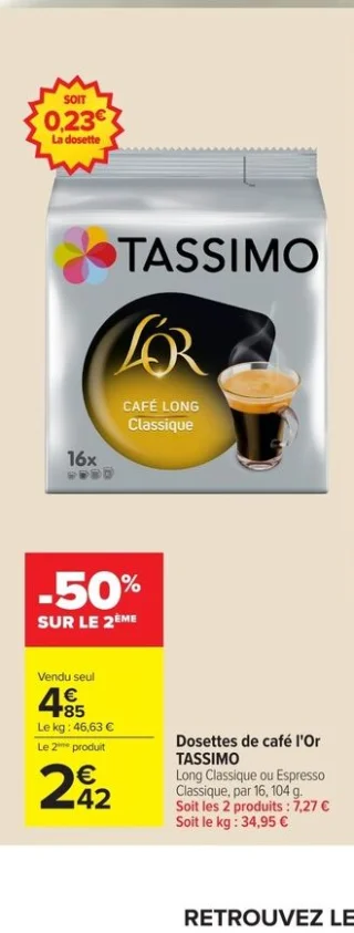 Dosettes de café l'Or TASSIMO
