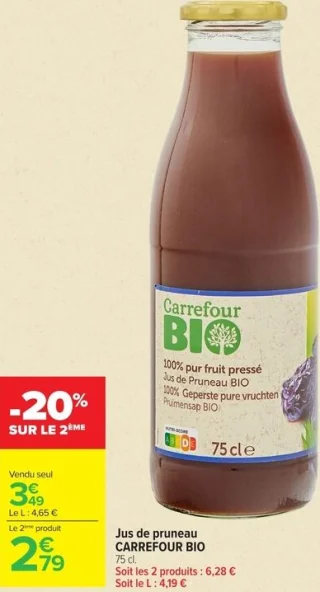 Jus de pruneau CARREFOUR BIO