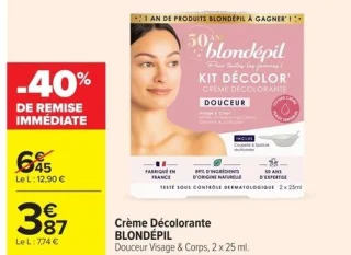 Crème Décolorante BLONDÉPIL Douceur Visage & Corps