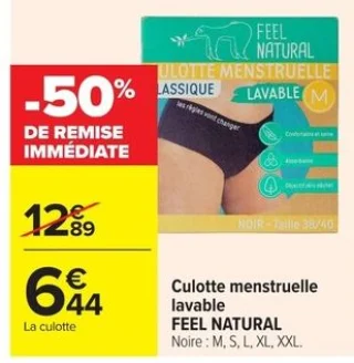 Culotte menstruelle lavable FEEL NATURAL