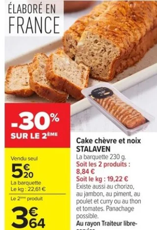 Cake chèvre et noix STALAVEN