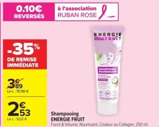 Shampooing ENERGIE FRUIT Force & Volume, Nourrissant, Couleur ou Collagen