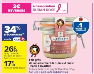 Foie gras de canard entier I.G.P. du sud ouest JEAN LARNAUDIE