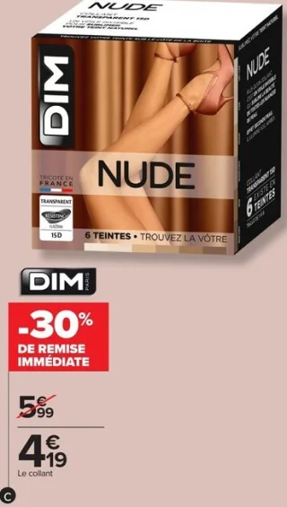 Collant transparent nude effet naturel DIM