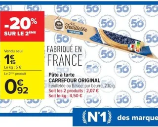 Pâte à tarte CARREFOUR ORIGINAL