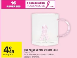 Mug noeud 3d rose Octobre Rose