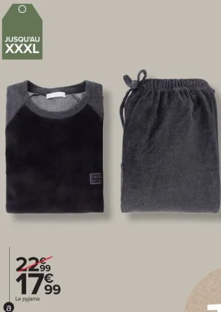 Pyjama velours raglan homme Tex