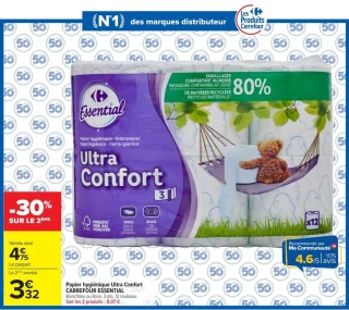 Papier hygiénique Ultra Confort CARREFOUR ESSENTIAL