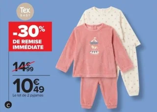 Lot de 2 pyjamas bébé Tex Baby