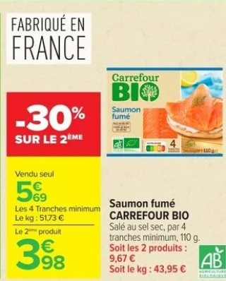 Saumon fumé CARREFOUR BIO