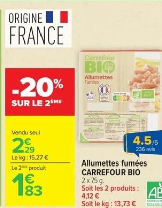 Allumettes fumées CARREFOUR BIO