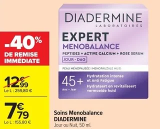Soins Menobalance DIADERMINE Jour ou Nuit, 50 ml.