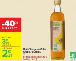 Huile Vierge de Colza CARREFOUR BIO