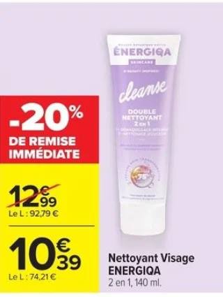Nettoyant Visage Energiqa Double Nettoyant 2 en 1