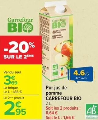 Pur jus de pomme CARREFOUR BIO