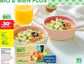 Gourdes purée de fruits sans sucres ajoutés CARREFOUR BIO