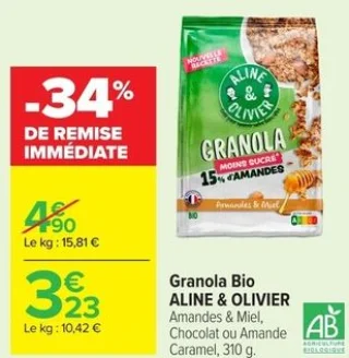 Granola Bio Aline & Olivier Amandes & Miel