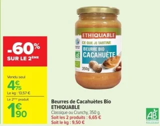 Beurres de Cacahuètes Bio Ethiquable