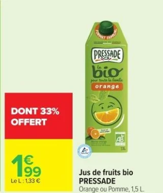 Jus de fruits bio PRESSADE