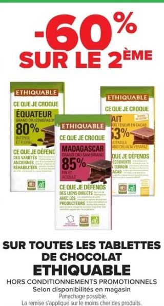 Tablette de chocolat Ethiquable