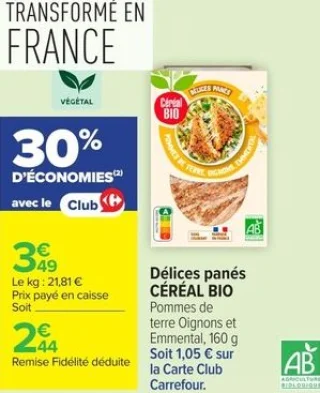 Délices panés Céréal Bio Pommes de terre Oignons et Emmental
