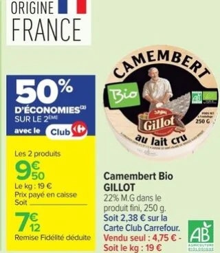 Camembert Bio Gillot au lait cru