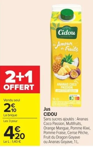Jus Cidou sans sucres ajoutés