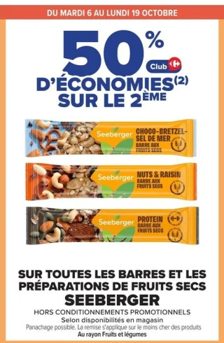 Barres et préparations de fruits secs Seeberger