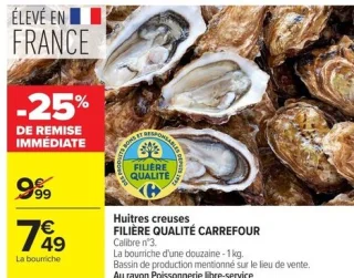Huitres creuses FILIÈRE QUALITÉ CARREFOUR Calibre n°3