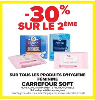 Produits d'hygiène féminine Carrefour Soft