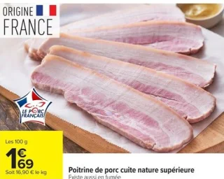 Poitrine de porc cuite nature supérieure