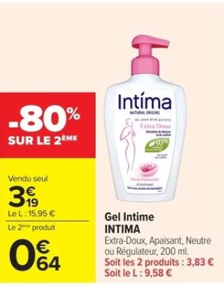 Gel Intime Intima Extra-Doux, Apaisant, Neutre ou Régulateur