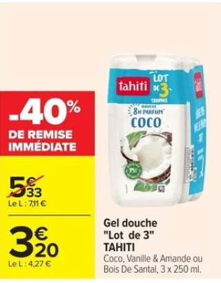 Gel douche "Lot de 3" Tahiti