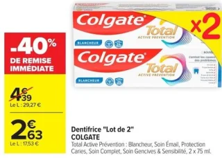 Dentifrice "Lot de 2" Colgate Total Active Prévention