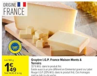 Gruyère I.G.P. France Maison Monts & Terroirs
